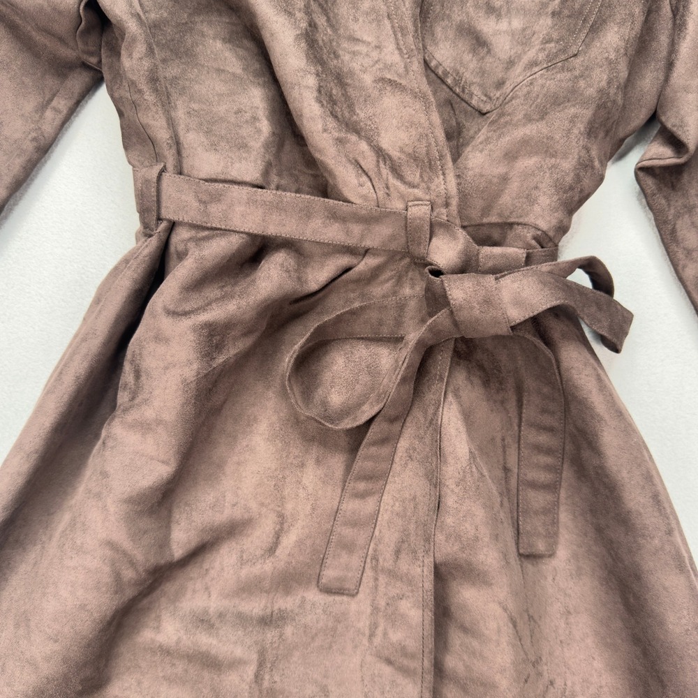 Banana Republic LS Vegan Suede Costa Coffee Dress 10 Petite Brown - Picture 5 of 14